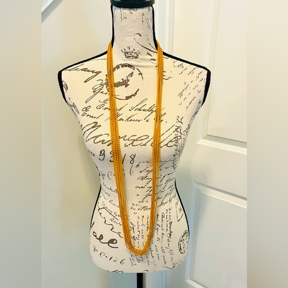 VTG 1920s–30s Mod Yellow Multi-Strand Bead Flapper Necklace, 52” Early Plastic - Picture 11 of 13